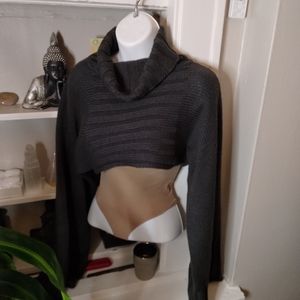 Gray crop sweater with bell sleeves